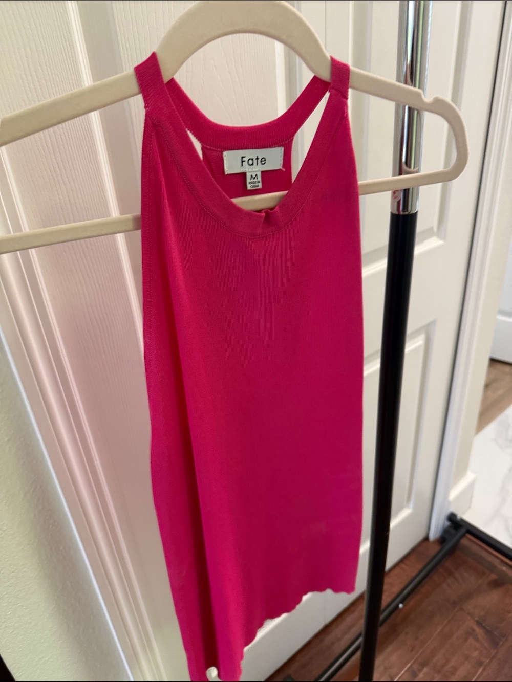 Fate Vibrant Pink Ribbed Racerback Tank